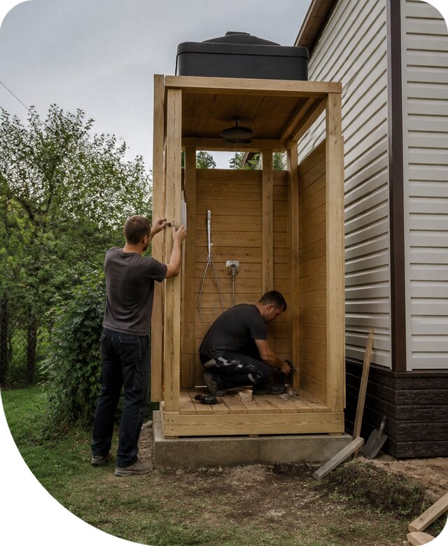 Строительство и монтаж летнего душа под ключ в Грозном
